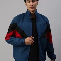 VOXATI Colourblocked Mock Collar Sporty Jacket-image-78