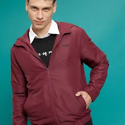 HIGHLANDER Maroon Hooded Tailored Jacket-21