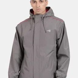 t-base Men Grey Windcheater and Water Resistant Sporty Jacket-image-15