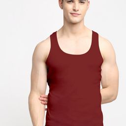 Friskers Men Maroon Solid Cotton Basic  Innerwear Vests-image-4