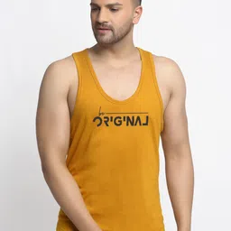 Friskers Men Gold Printed Pure Cotton Innerwear Vest C107-26-S-image-13