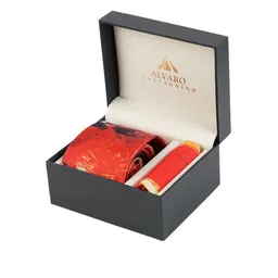 Alvaro Castagnino Men Orange & Black Printed Accessory Gift Set-image-72