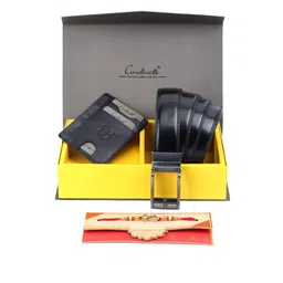 CONTACTS Men Black  Genuine Leather RFID Wallet & Belt Leather Combo Accessory Gift set-image-10