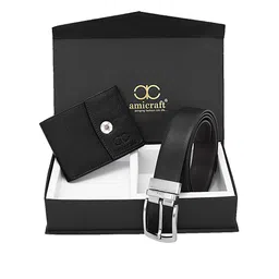 amicraft Men Black Solid Accessory Gift Set-image-52
