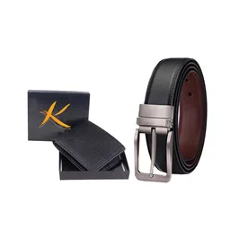 Kastner Men Black Solid Belt & Wallet Accessory Gift Set-image-82