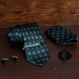 LOUIS STITCH Men Silk Printed Necktie Accessory Gift Set Combo-image-68