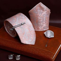 LOUIS STITCH Men Silk Printed Necktie Accessory Gift Set Combo-image-61