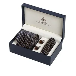 Alvaro Castagnino Men Navy Blue & Brown Accessory Gift Set-image-21