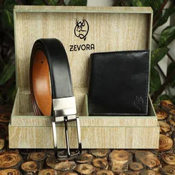 ZEVORA Men Black Solid Reversiable Accessory Gift Set-picture-23