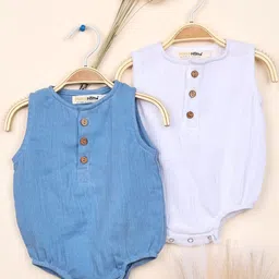 Moms Home Infants Pack Of 2 Organic Cotton Sleeveless Bodysuit-31