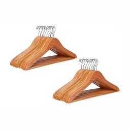 SINAL Brown 24 Pieces Wooden Cloth Hangers-7