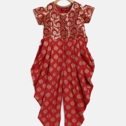 Twisha Girls Red Printed Basic Jumpsuit-picture-36
