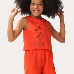 One Friday Kids Girls Cotton Blend Pleated Playsuit-image-93