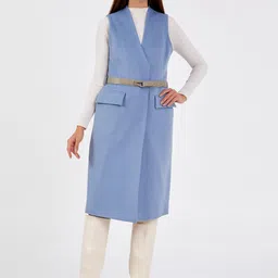 Fashion Gaiia Women Sleeveless Front-Open Long Overcoat-17