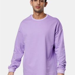 The Souled Store Men Lavender Drop-Shoulder Sleeves Oversized T-Shirt-picture-18