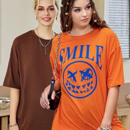 Christy World Pack Of 2 Printed Oversized Cotton T-shirts-image-18