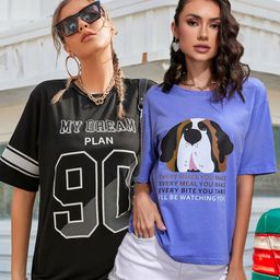 Christy World Pack Of 2 Printed Oversized Cotton T-shirts-image-28