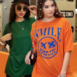 Christy World Women Pack of 2 Printed Oversized Cotton T-shirts-image-77