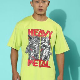 VEIRDO Men Lime Green Avengers Graphic Printed Loose Cotton T-Shirt-image-80