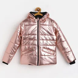 GOJI Girls Copper Metallic Sheen Water Resistant Hooded Puffer Jacket-image-74