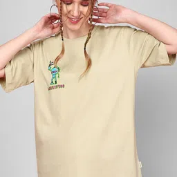 JUNEBERRY Graphic Printed Drop Shoulder Sleeves Cotton Oversized T-shirt-image-69