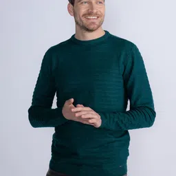 Petrol Self Design Striped Pullover-image-34