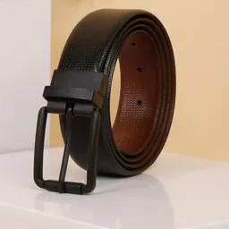 Teakwood Leathers Men Textured Leather Reversible Belt-image-21