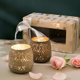 Fabindia Set of 2 Grey Textured Glass Gift Set-35