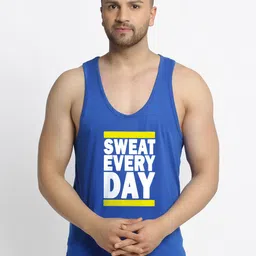 Friskers Men Blue Printed Pure Cotton Innerwear Vests-image-47