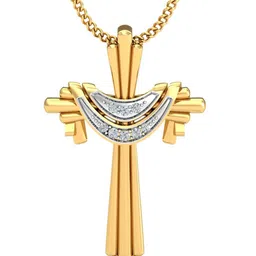 KUBERBOX 18KT Gold Diamond-Studded Jesus Cross Pendant - 1.1 gm-57