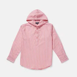 Gini and Jony Boys Vertical Striped Hooded Cotton Casual Shirt-image-69