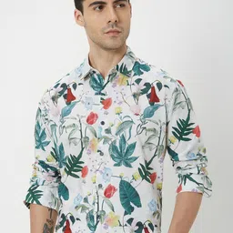 Mufti Trim Slim Fit Floral Printed Cotton Casual Shirt-image-72