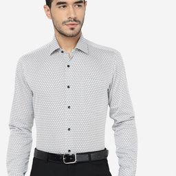 JADE BLUE Slim Fit Geometric Printed Pure Cotton Casual Shirt-image-36