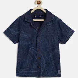 TALES & STORIES Boys Tropical Printed Cuban Collar Pure Cotton Casual Shirt-image-38