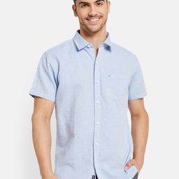 METTLE Spread Collar Short Sleeves Cotton Casual Shirt-picture-3