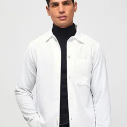 Red Flame Men Spread Collar Textured Casual Shirt-image-49