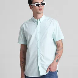 Jack & Jones Button Down Collar Short Sleeve Pure Cotton Casual Shirt-image-58