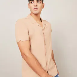 Styli Men Pure Cotton Micro Pique Cuban Collar Shirt-image-95