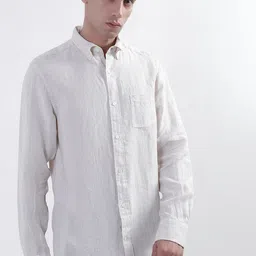 GANT Striped Button-Down Collar Linen Casual Shirt-54