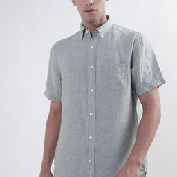 GANT Button Down Collar Short Sleeves Opaque Pure Linen Casual Shirt-52