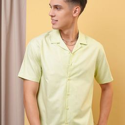 LOCOMOTIVE Premium Textured Solid Cuban Collar Relaxed Shirt-image-90