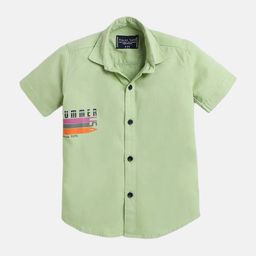 Polka Tots Boys Typography Printed Cotton Casual Shirt-29