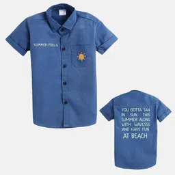 Polka Tots Boys Typography Printed Cotton Casual Shirt-image-64