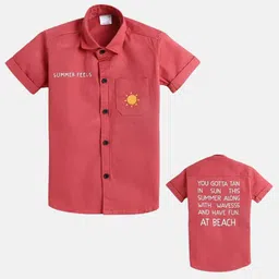 Polka Tots Boys Typography Printed Cotton Casual Shirt-image-65