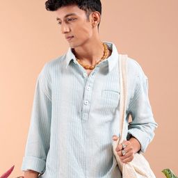 The Indian Garage Co Multi Striped Drop-Shoulder Sleeves Pure Cotton Casual Shirt-image-70