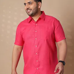 bigbanana Plus Size Spread Collar Short Sleeves Regular Fit Pure Cotton Casual Shirt-image-88