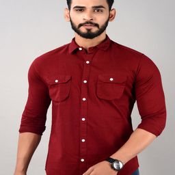 VILLAIN Indian Slim Slim Fit Cotton Casual Cargo Shirt-image-14