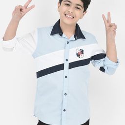 Crimsoune Club Boys Colourblocked Standard Slim Fit Opaque Casual Shirt-image-14