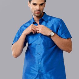 Khoday Williams Spread Collar Classic Opaque Formal Poly Silk Shirt-image-79