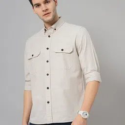 Celio button-down collar Long Sleeves Cotton Opaque Casual Shirt-image-34